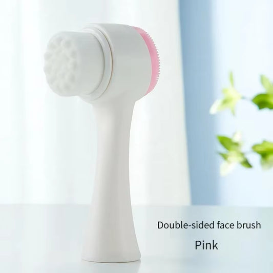 Wholesale 3D Bilateral Silicone Facial Cleanser Manual Massage Facial Brush Soft Bristles Silicone Double Sided Face Brush Tools