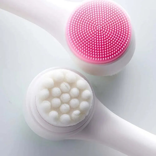 Wholesale 3D Bilateral Silicone Facial Cleanser Manual Massage Facial Brush Soft Bristles Silicone Double Sided Face Brush Tools